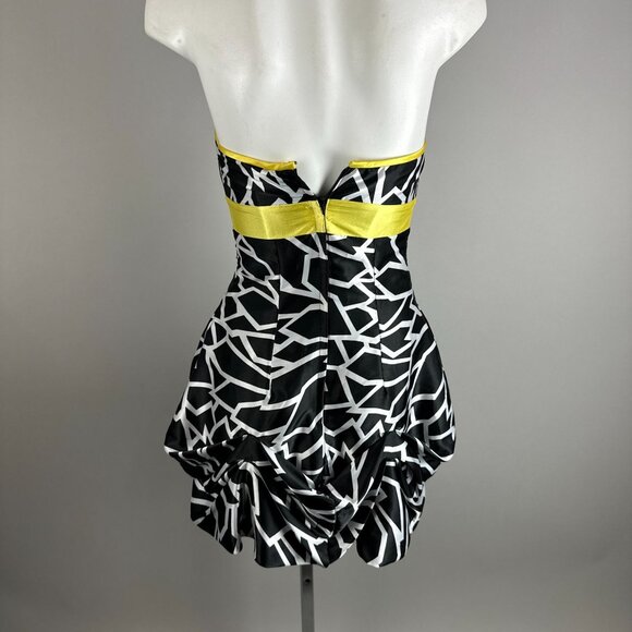 Vtg y2k Gunne Sax Black Yellow Strapless Mini Bubble Dress Juniors Size 3 Glam - Picture 4 of 6